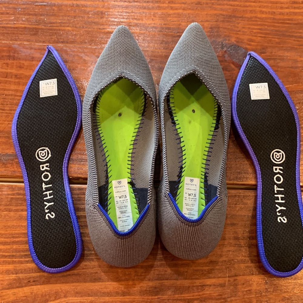 Rothy’s The Point Womens Size 7.5 Flats Birdseye Gray Knit Comfort Casual - Picture 13 of 17